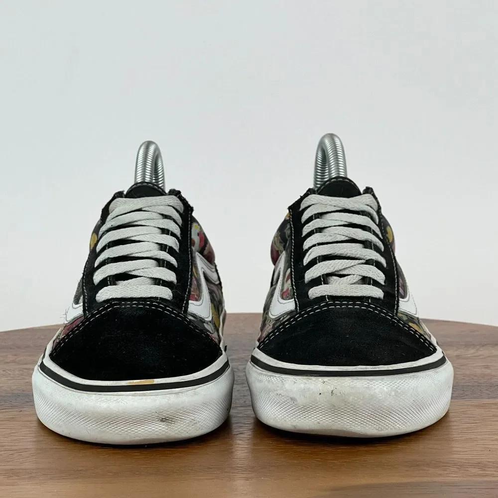 Womens Vans Old Skool Floral Black Skateboarding Shoes Sneakers Size 7‎ M GUC
